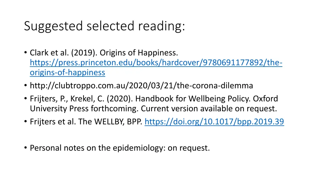 suggested selected reading