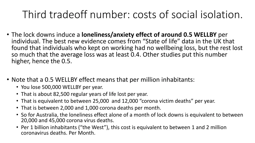 third tradeoff number costs of social isolation
