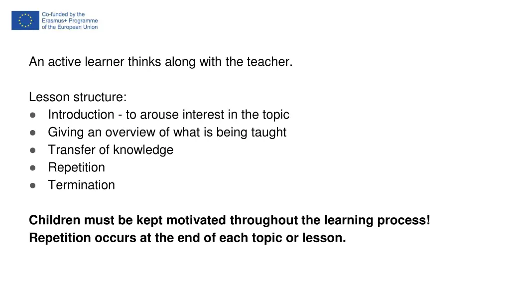 an active learner thinks along with the teacher