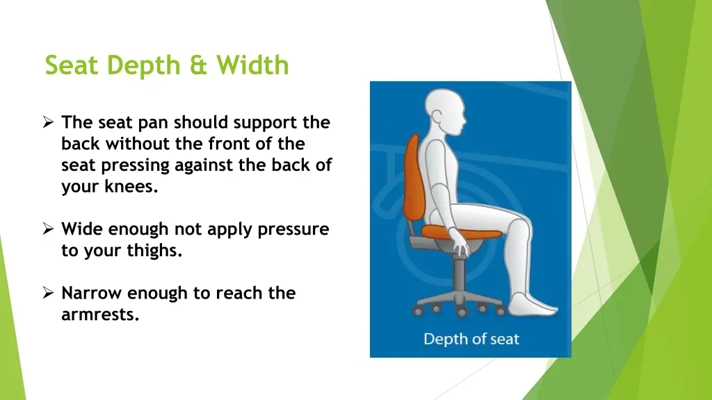 seat depth width