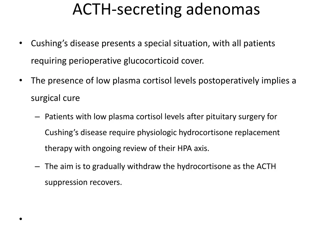 acth secreting adenomas