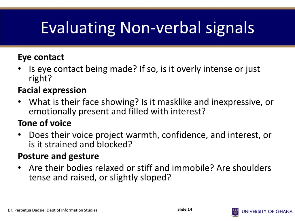evaluating non verbal signals