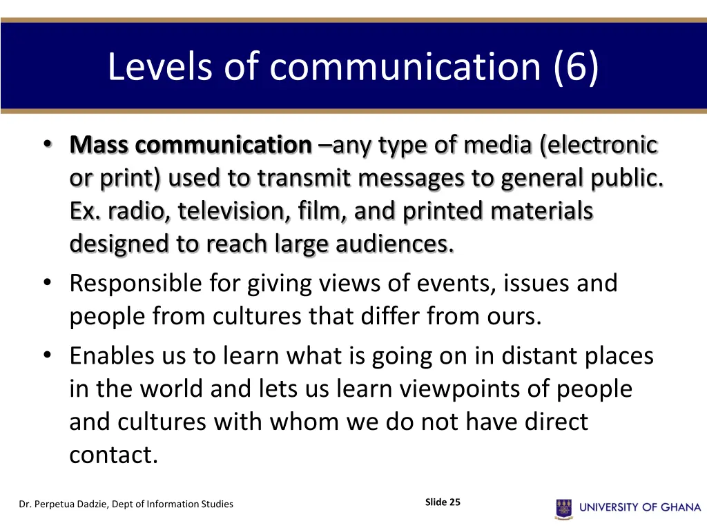 levels of communication 6 1