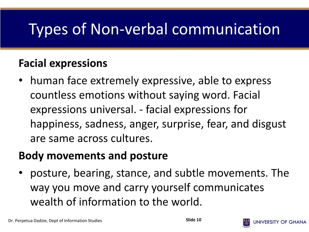 types of non verbal communication