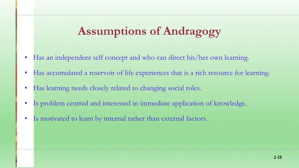 assumptions of andragogy
