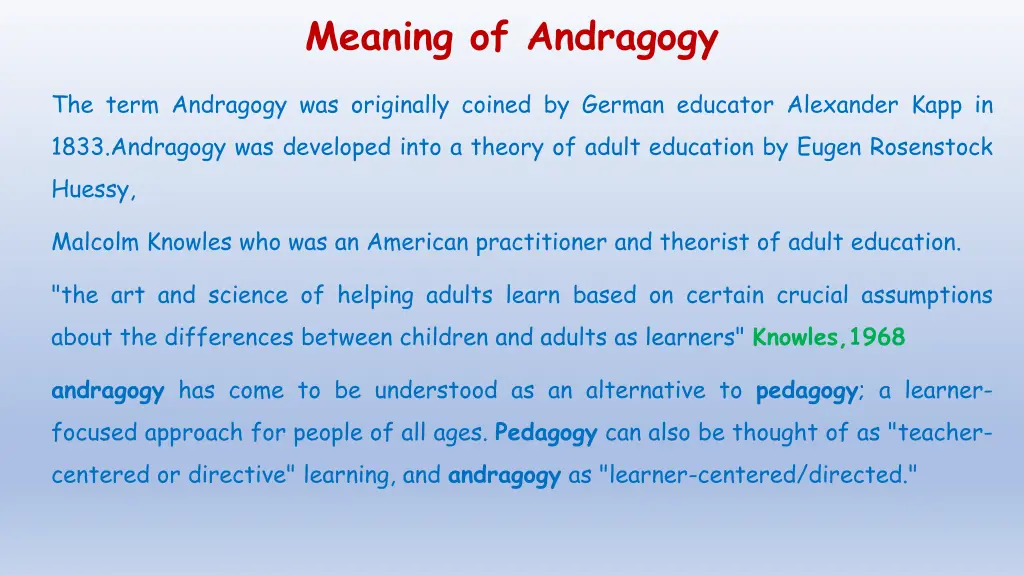 meaning of andragogy