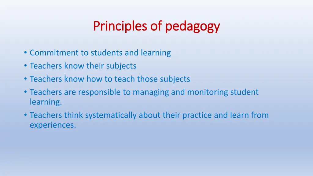 principles of pedagogy principles of pedagogy
