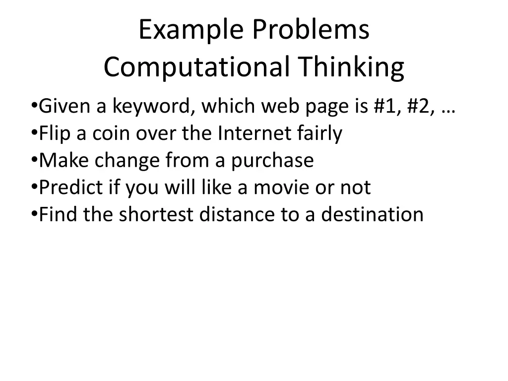 example problems computational thinking given