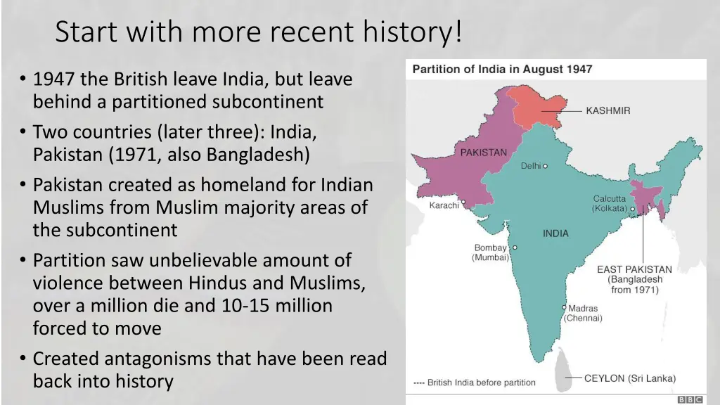 start with more recent history