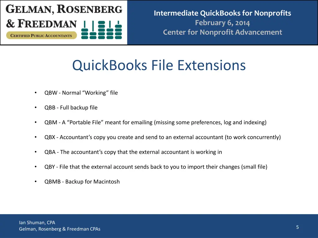 intermediate quickbooks for nonprofits february 3