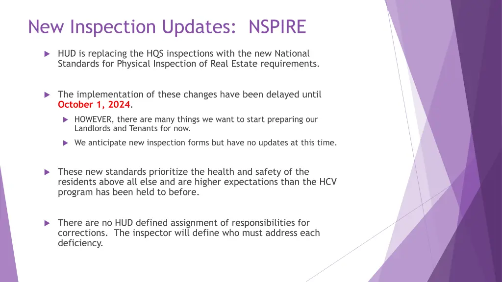 new inspection updates nspire