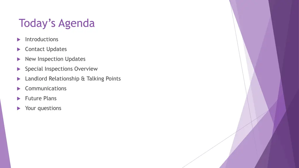 today s agenda