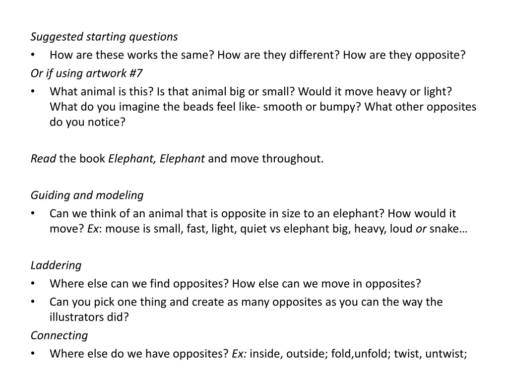 suggested starting questions how are these works
