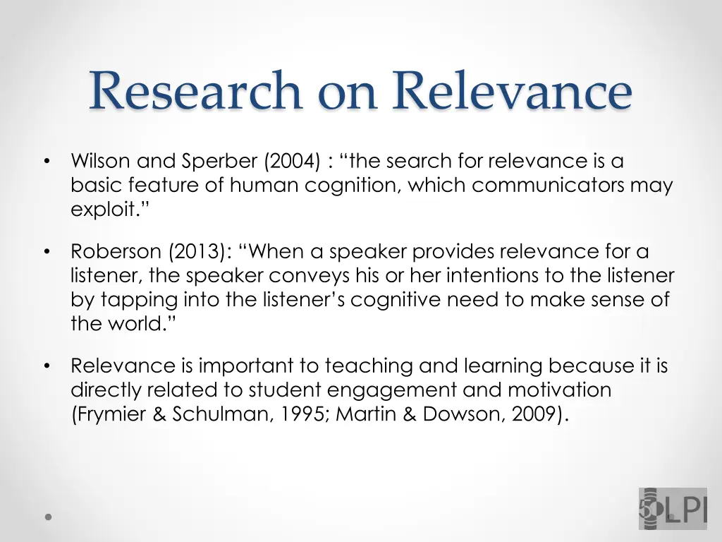 research on relevance