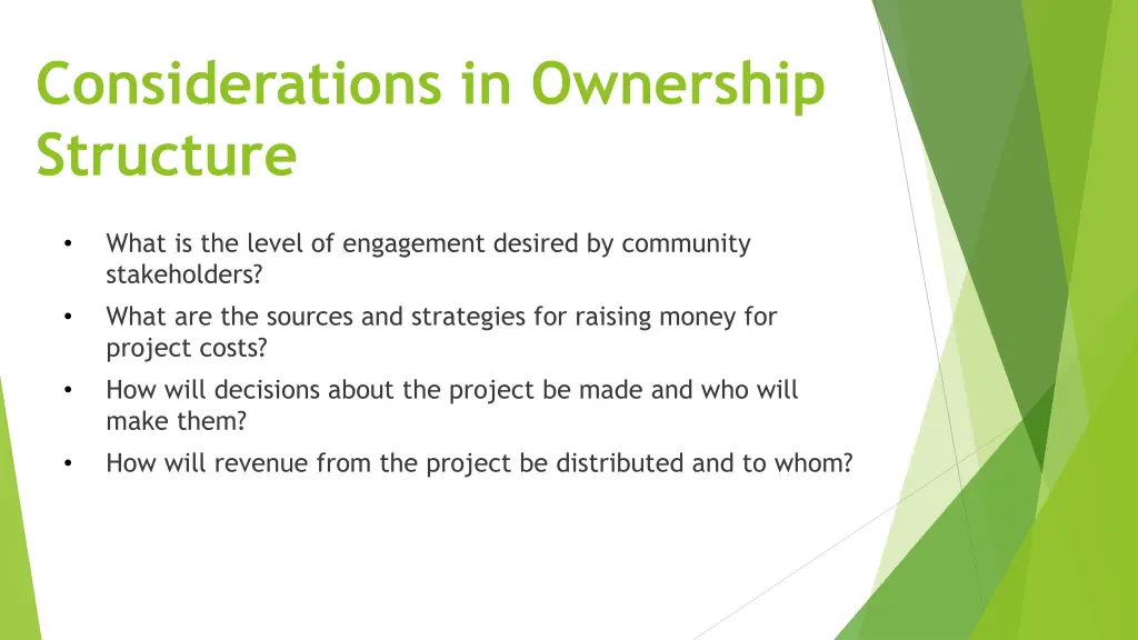 considerations in ownership structure