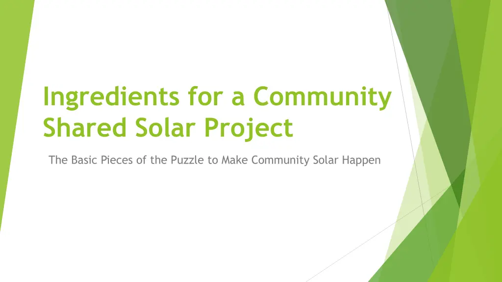 ingredients for a community shared solar project