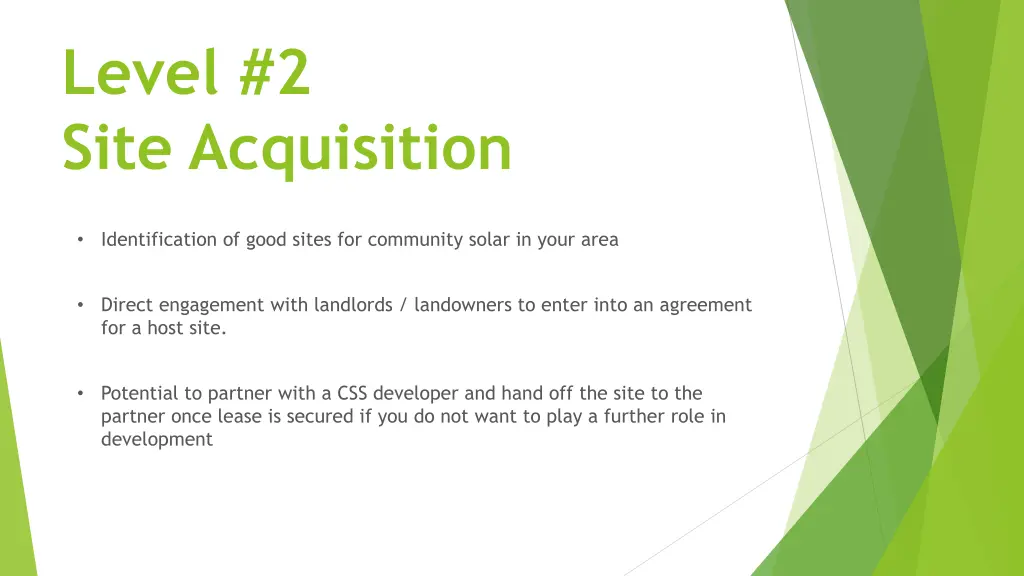 level 2 site acquisition