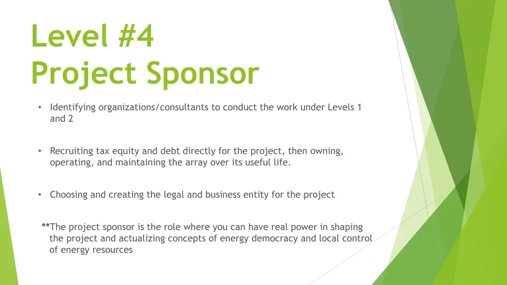level 4 project sponsor