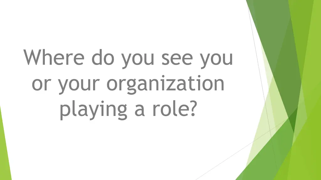 where do you see you or your organization playing