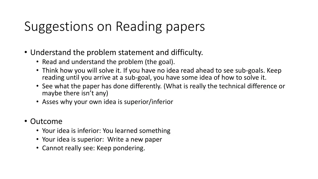 suggestions on reading papers