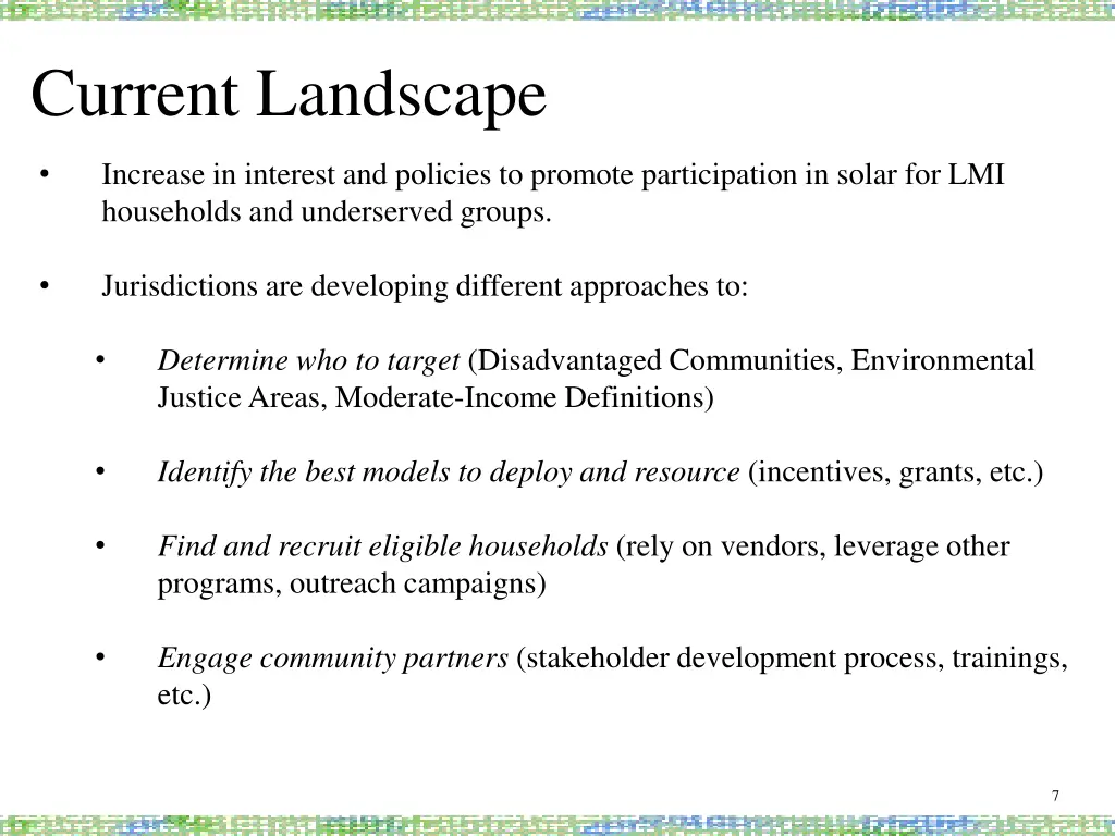 current landscape