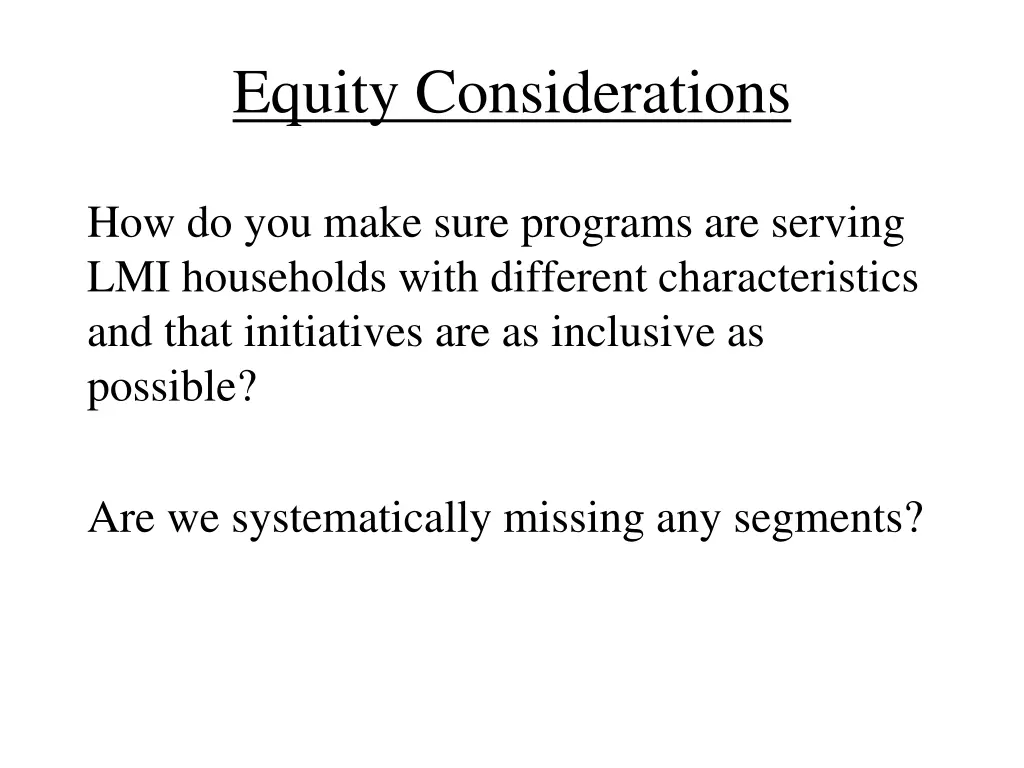 equity considerations