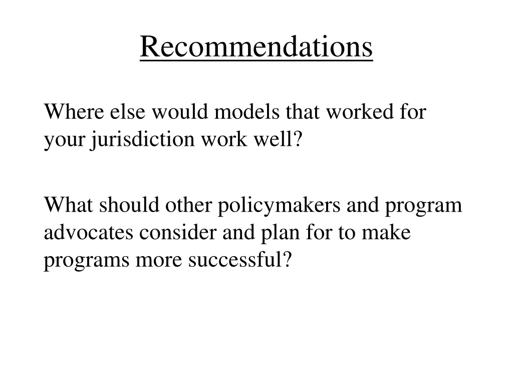 recommendations