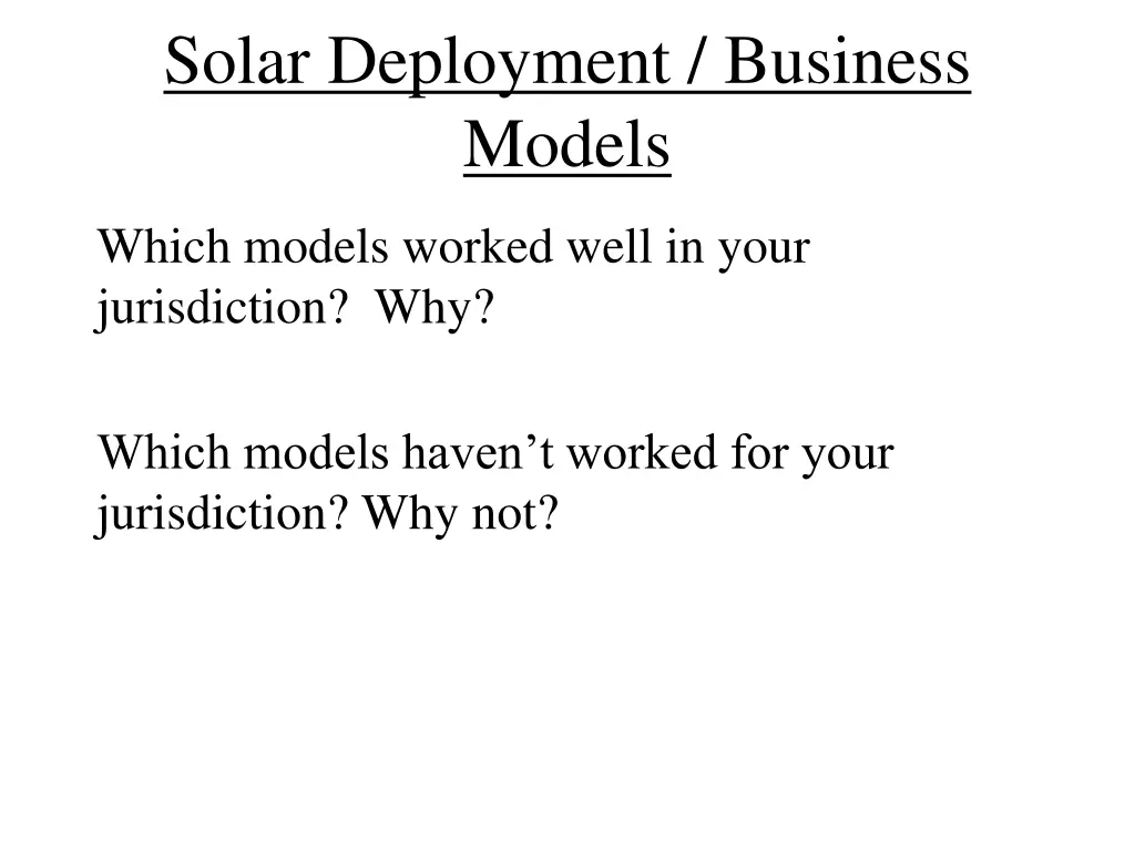 solar deployment business models