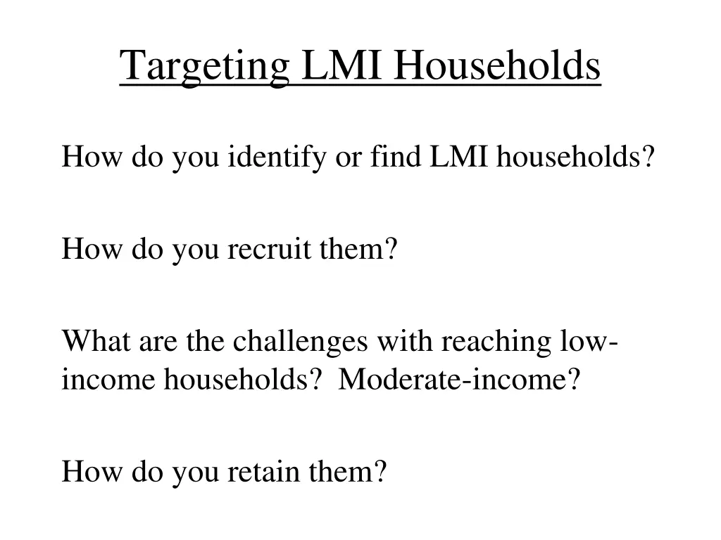 targeting lmi households