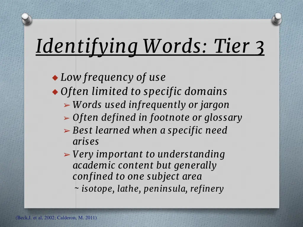 identifying words tier 3