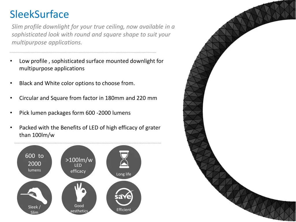 sleeksurface slim profile downlight for your true
