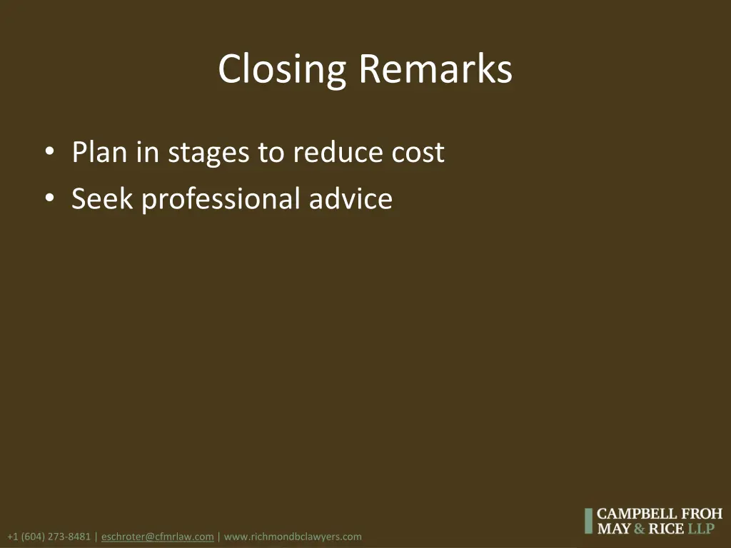 closing remarks