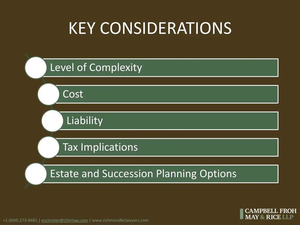 key considerations