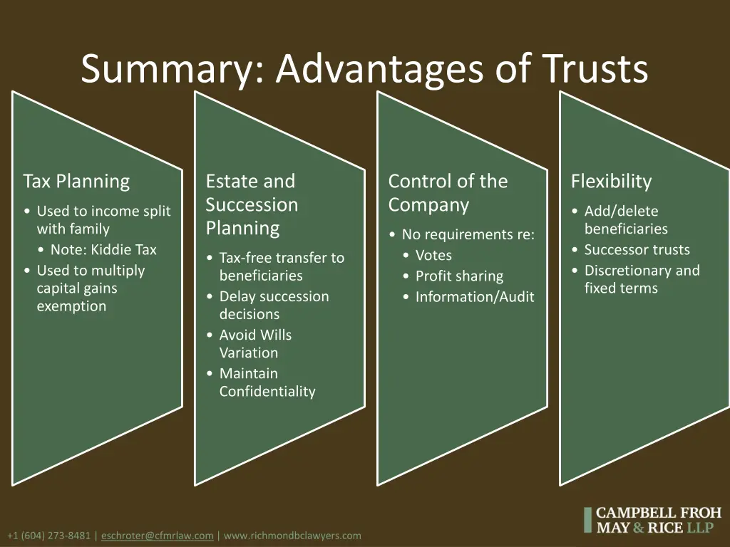 summary advantages of trusts