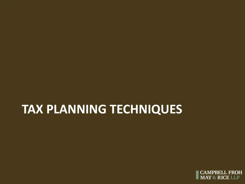 tax planning techniques