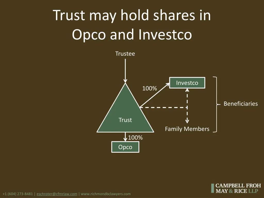trust may hold shares in opco and investco