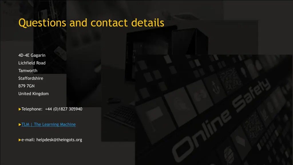 questions and contact details