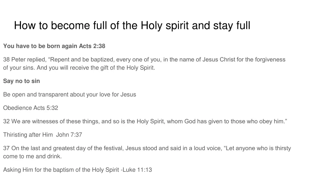 how to become full of the holy spirit and stay