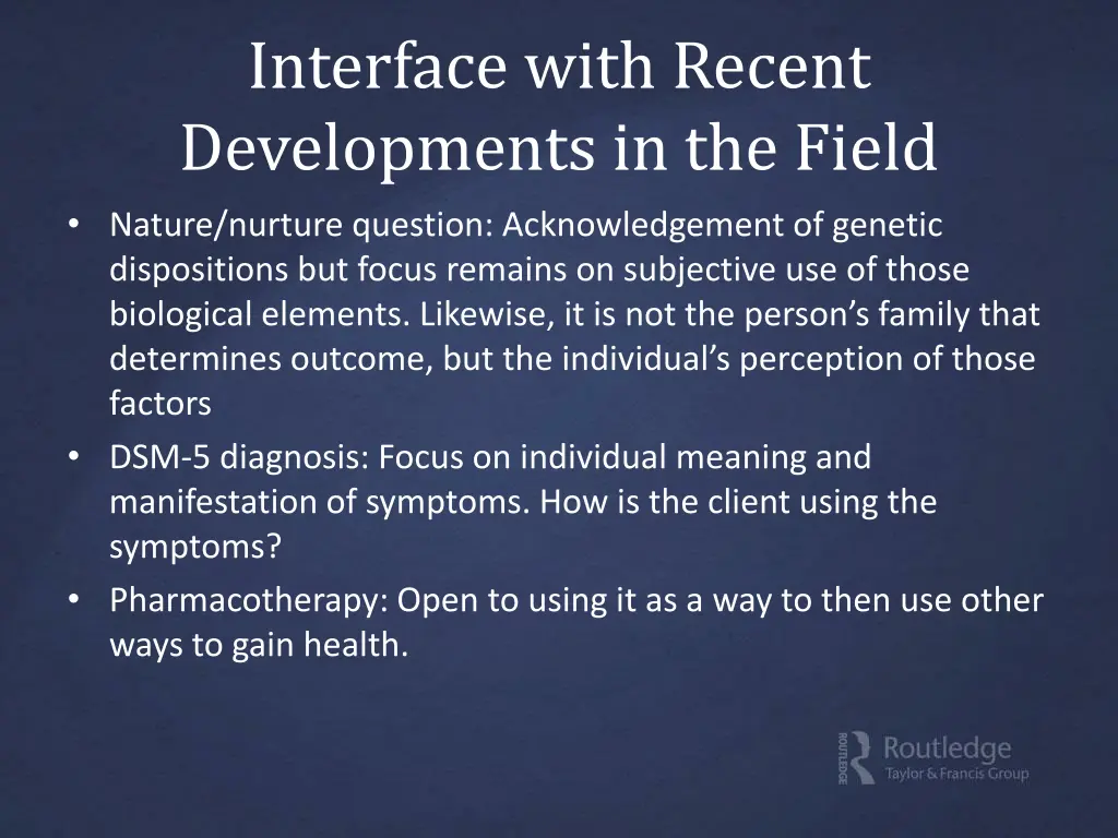 interface with recent developments in the field