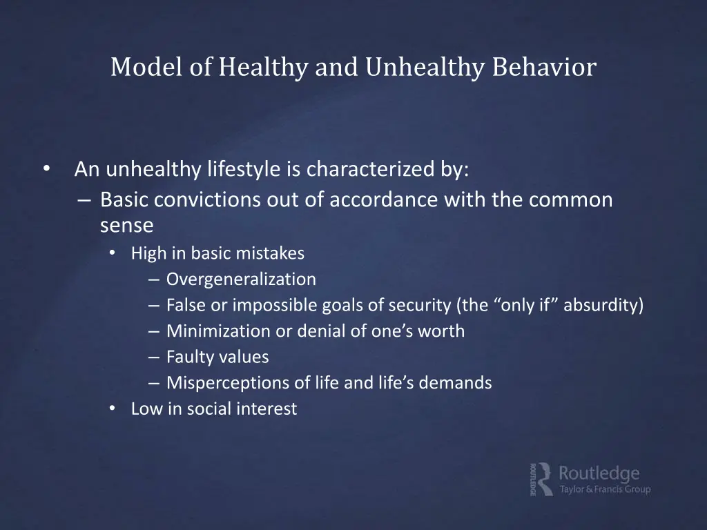 model of healthy and unhealthy behavior 1