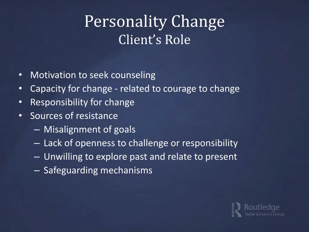 personality change client s role