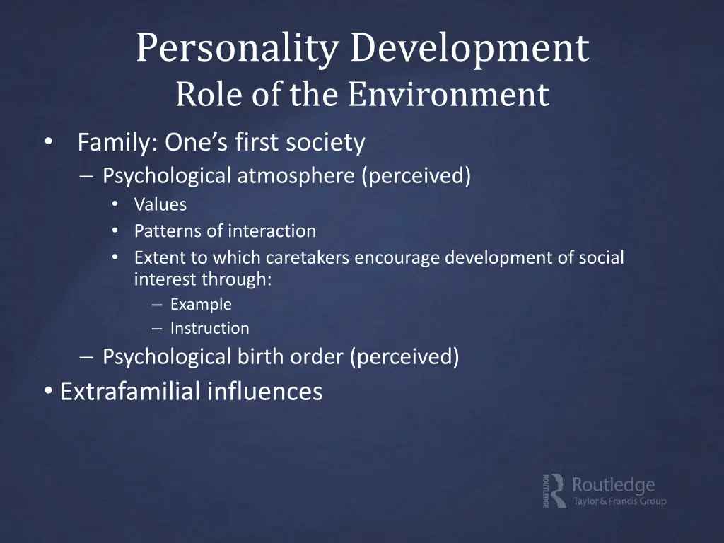 personality development role of the environment