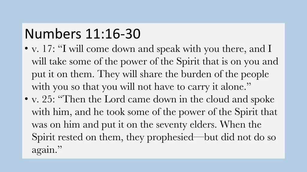 numbers 11 16 30 v 17 i will come down and speak