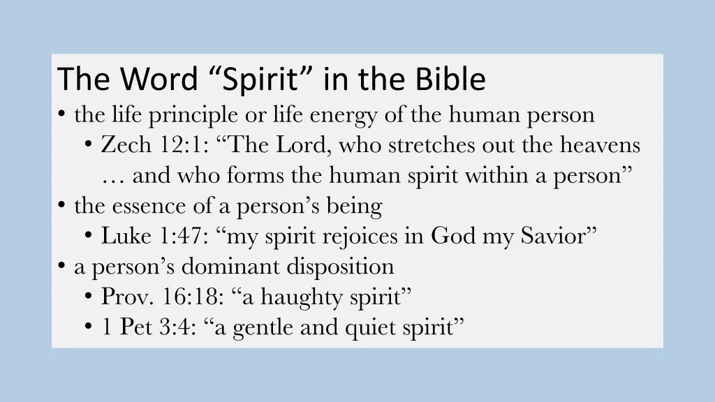 the word spirit in the bible the life principle