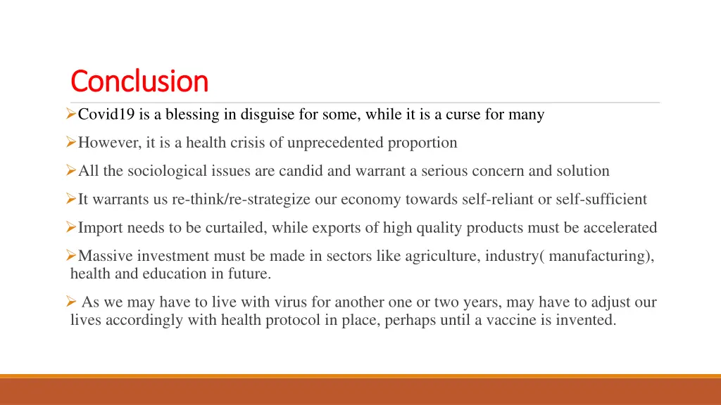 conclusion conclusion covid19 is a blessing