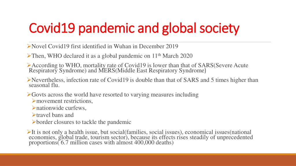 covid19 pandemic and global society covid19