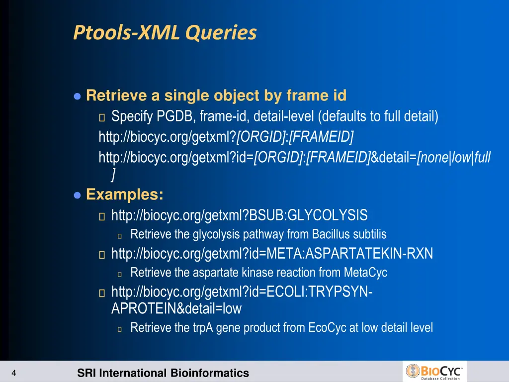 ptools xml queries