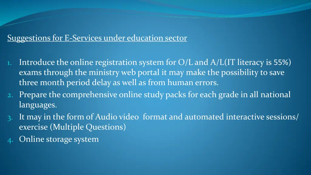 suggestions for e services under education sector