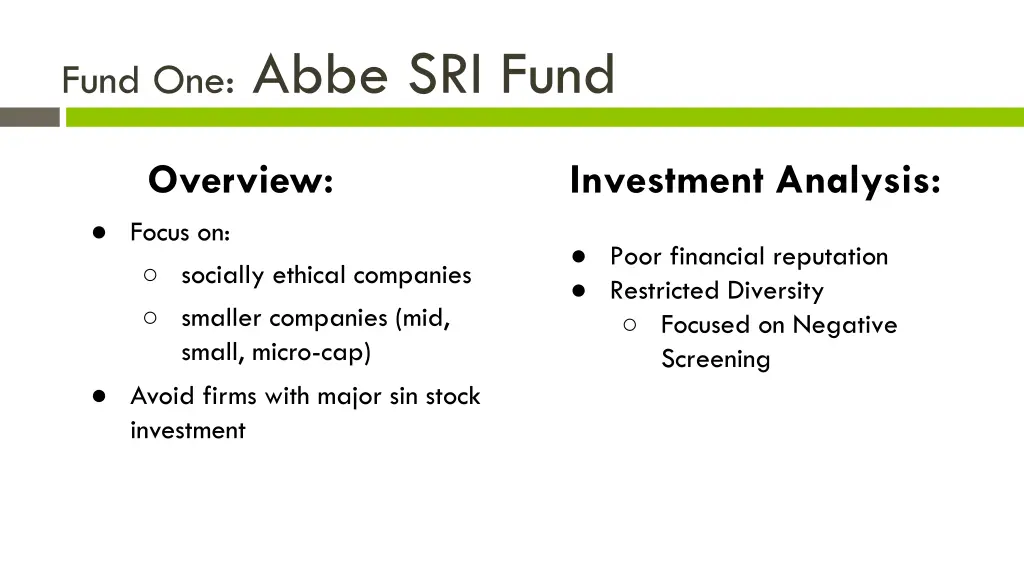 fund one abbe sri fund