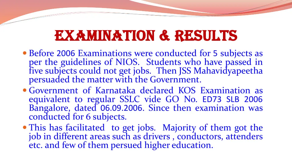 examination results examination results